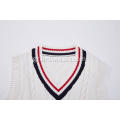 Boy's Knitted Stripe Rib Cable Cable Front School Vest